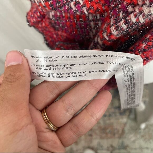 Zara Knit Tweed Ruffle Mini Skirt Orange and Purple Stretch Women’s Size Small - Picture 8 of 9